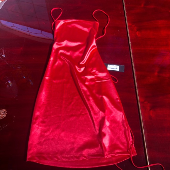 motel rocks red satin dress